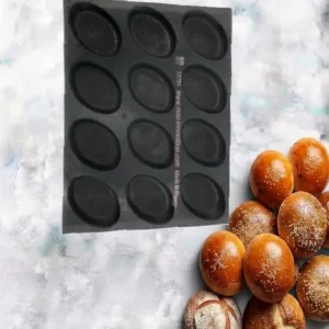 Dropburger oval mould 12 cavities – 148X25mm SKU: 013756