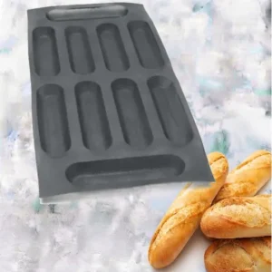 Baguette mould 10 cavities – 259X64X30 mm SKU: 009425