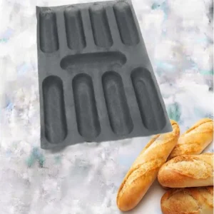 Baguette mould 9 cavities – 230X64X30 mm SKU: 010794
