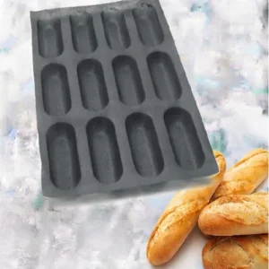 Baguette mould 12 cavities – 169X64X30 mm SKU: 010292