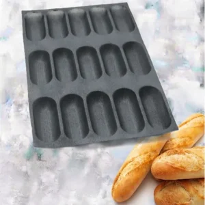 Baguette mould 15 cavities – 155X64X30 mm SKU: 010883