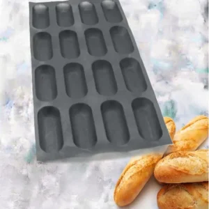 Baguette mould with 16 cavities – 169X64X30 mm SKU: 009426