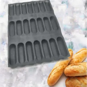 Fiberglass baguette mould 21 Cavities – 200X64X30 mm SKU: 010919