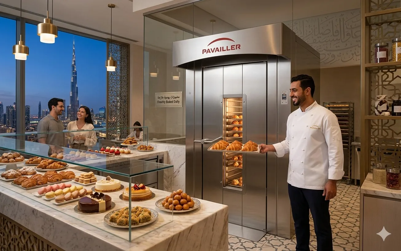 Automated bakery production line UAE — Pavailler rotary rack oven